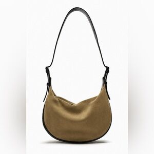 Zara Tan and Black Women's Suede Shoulder Bag